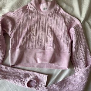 Alo Yoga Seamless Cable Knit Long Sleeve Top - Sugarplum Pink